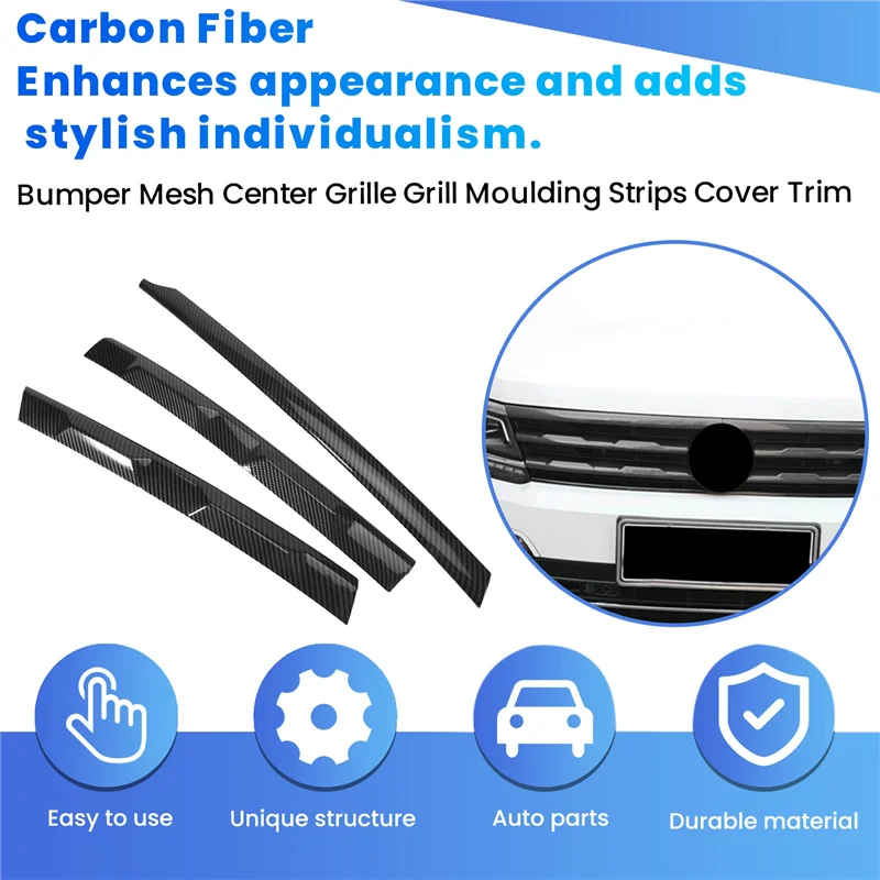 

P-Premium-LHD For Tiguan L 2017-2021 Front Bumper Mesh Center Grille Grill Moulding Strips Cover Trim