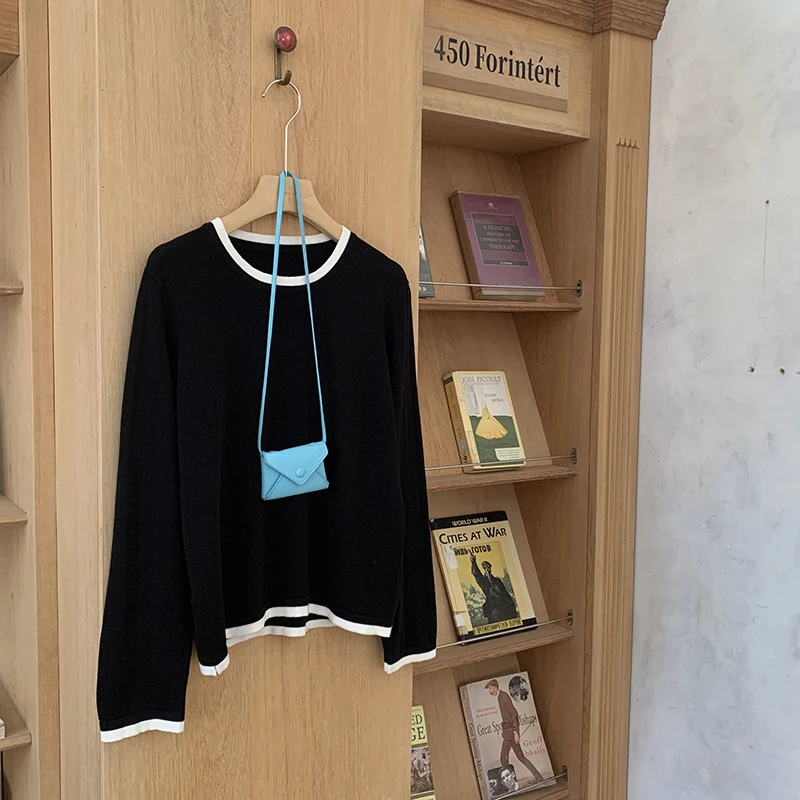 100% Cotton Women O-neck Color blocking long sleeved shirt plus size clearance sale luxury brands high quality - Image 2