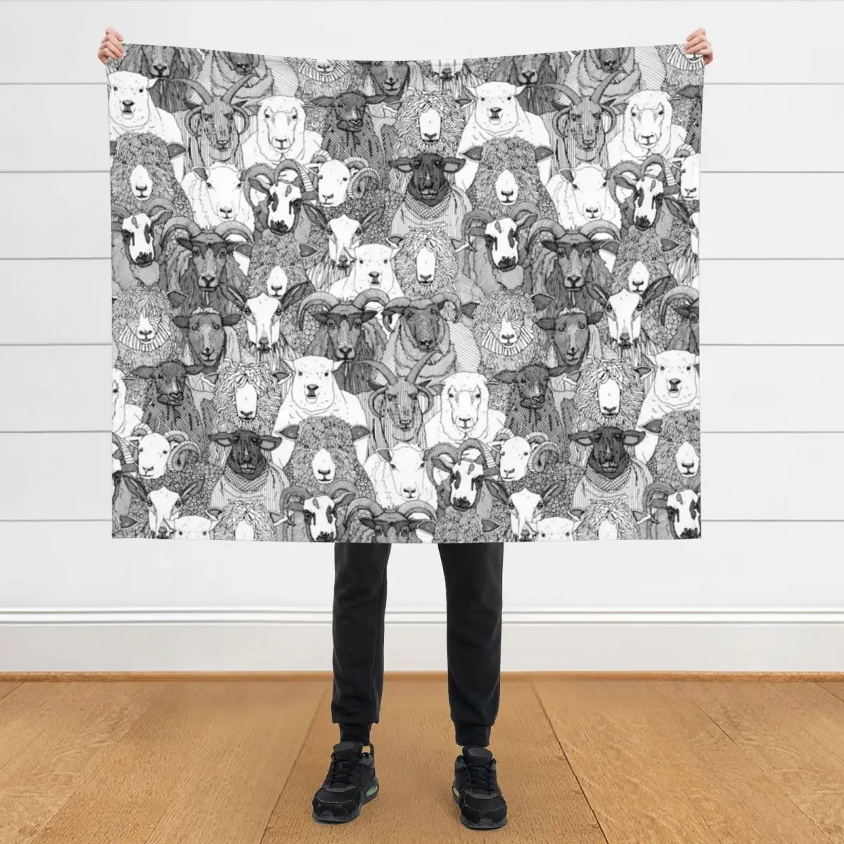 

just sheep black white Throw Blanket Quilt heavy to sleep Thermals For Travel Retros Blankets