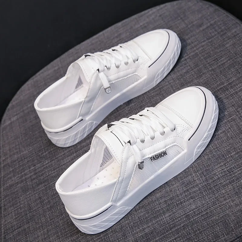 

Casual Vulcanized Shoes White Women Microfiber Shoes Female Platform Sneakers Summer Breathable Shoes zapatos casuales de mujer