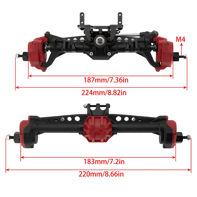 Osie nylonowe Stalowe koła zębate i łożyska metalowe Przednie i tylne osie portalowe do Axial SCX10 SCX10 II 1/10 RC Crawler Upgrade Pasrts