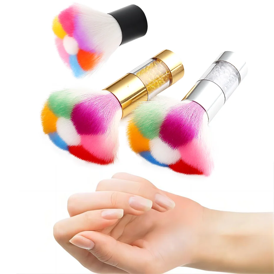 Rainbow Big Head Nail Art Dusting Brush Gold Silver Black Cleaning  Nail Mushroom Soft Brush Round Head Brush Manicure Tool LERA