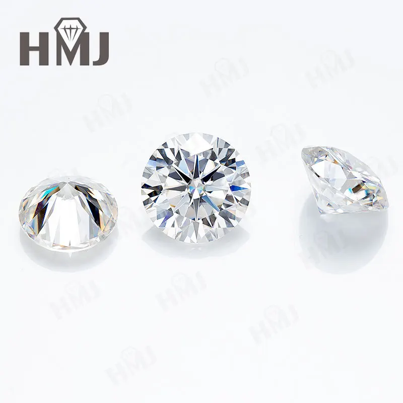 HMJ 0,1-13 Karat Moissanit-Stein, runde Form, Farbe D, Reinheit VVS1, Brillantschliff, Diamanttester-geprüft, mit GRA-Zertifikat, Perlen – Detail 24