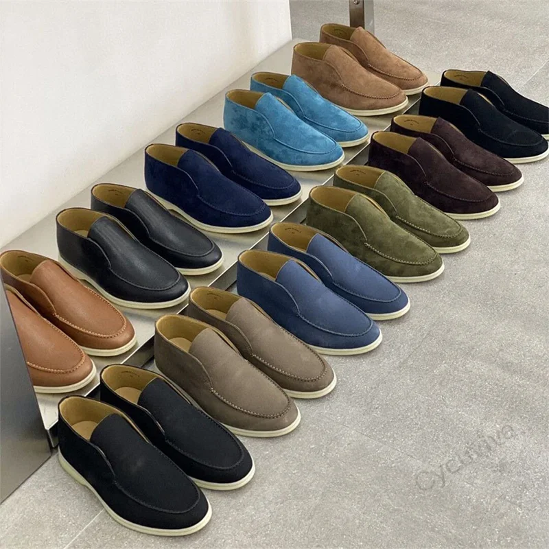 Top-quality Loafers Flat Shoes Men Penny formal Casual Runway Leather Shoes Ladies Slip on Open Suede Walk Shoes for Man