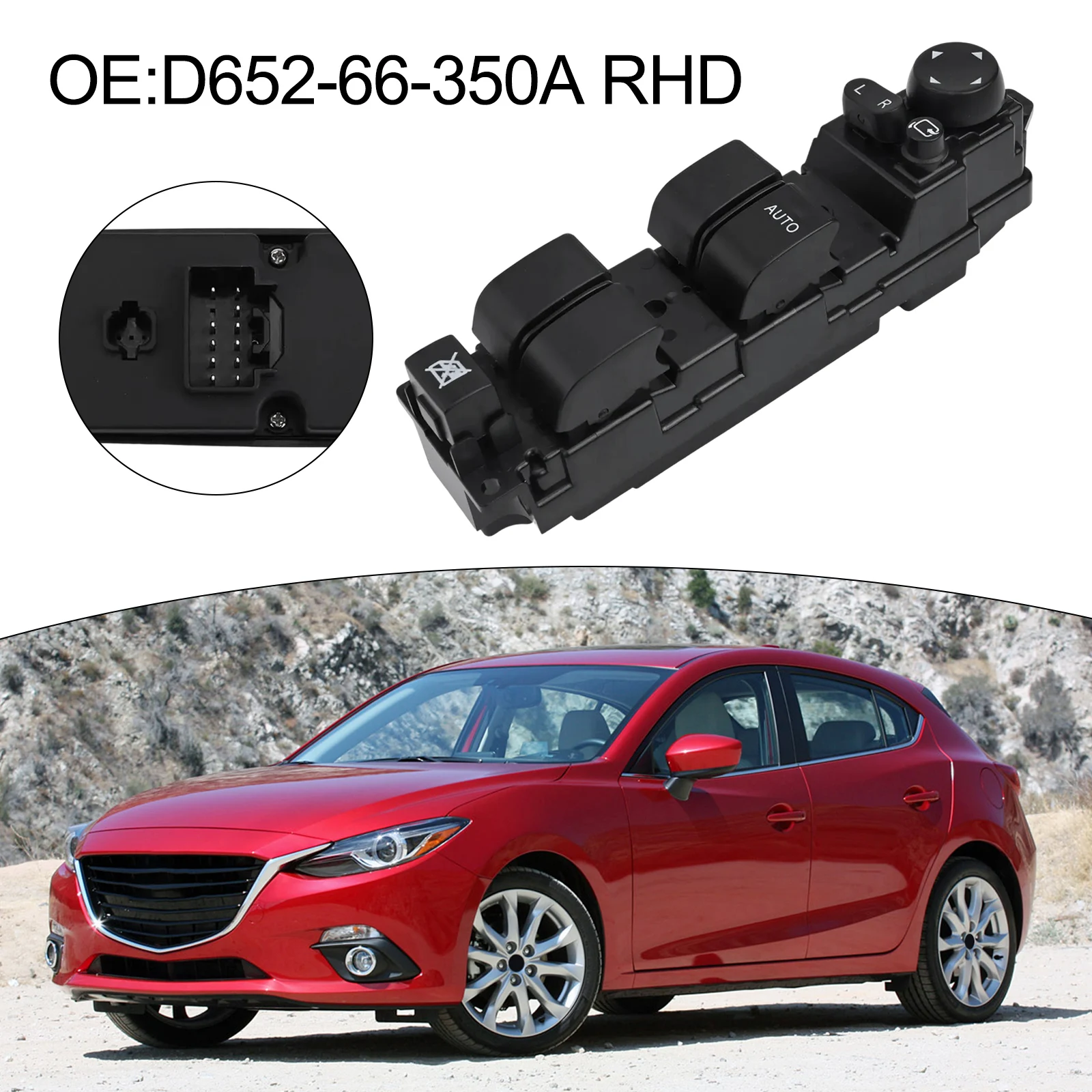 

Главный переключатель стеклоподъемника RHD D65266350A, совместимый с моделями Mazda 2 и Mazda 6 GH от 2008 до 2012 года.