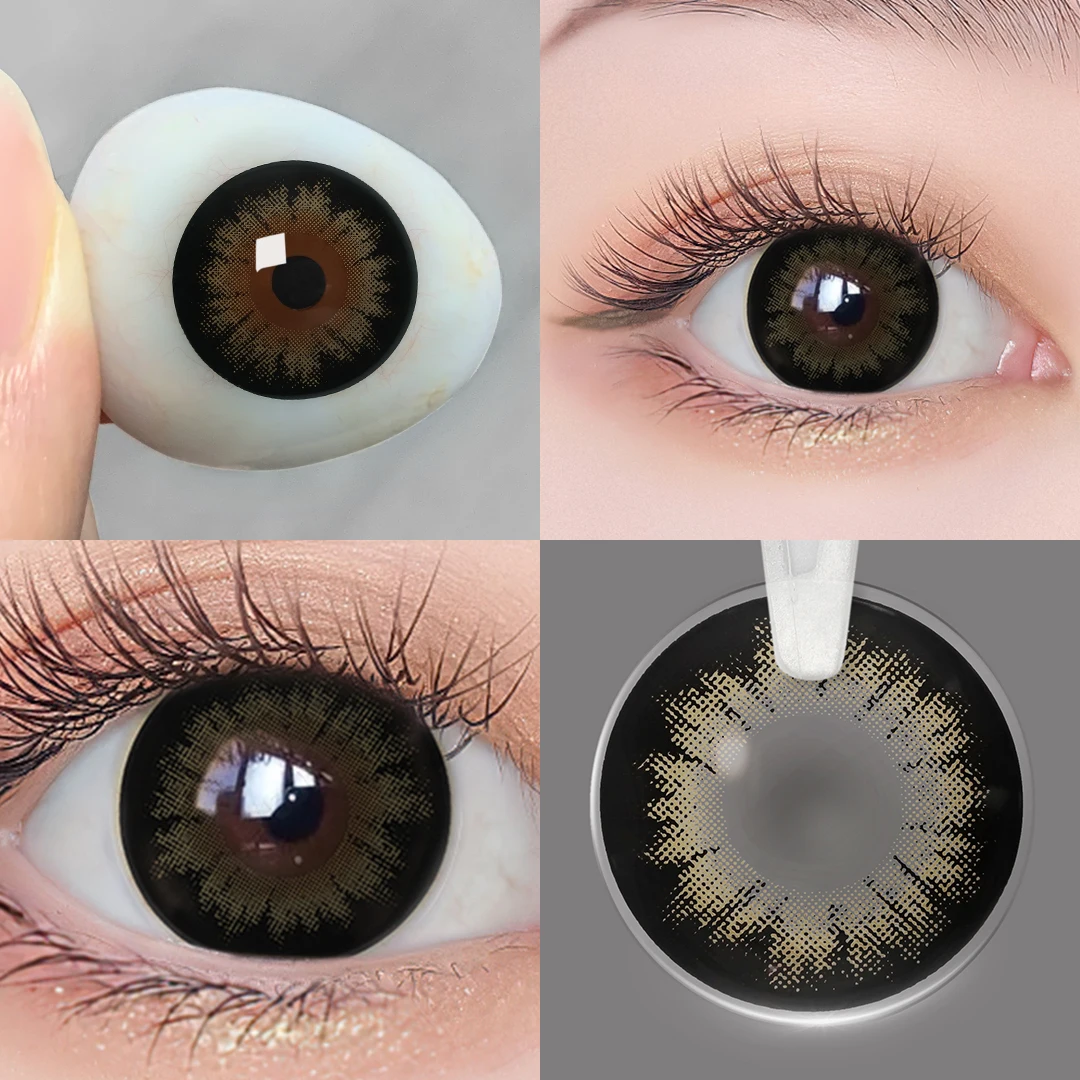 14.5/16mm Large Diameter Color Contact Lenses for Big Eyes Black Contacts Prescription Lenses with Diopter Myopia Lenses