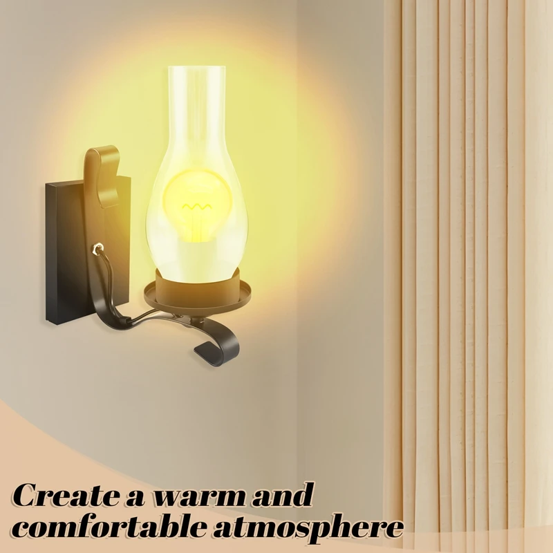 Nuova lampada da parete rustica Vintage In vetro e lampada decorativa con luce d'atmosfera per camera da letto (non contiene lampadine)