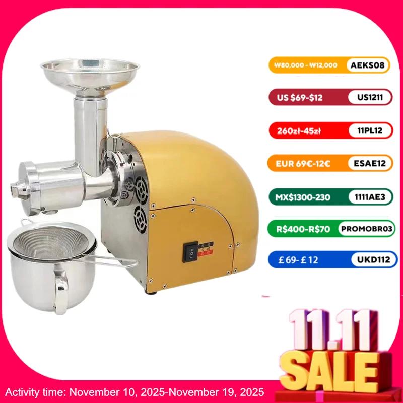 

304 Stainless Stee Slow Masticating Auger Juicer Fruit and Vegetable Low Speed Juice Extractor Compact Cold Press Juicer Machine