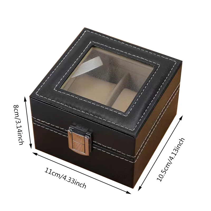 2-Position Pu Leather Watch Box Ready-Made Jewelry Packaging Box Jewelry Box Storage Box Leather Watch Box