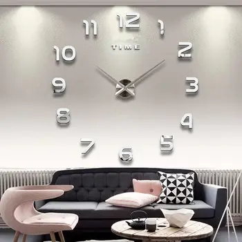 Velké 3D DIY nástěnné hodiny obří akrylové zrcadlové hodiny bezrámové velké horloge domácí dekorace do obývacího pokoje ložnice nástěnná dekorace 8 nejlepší prodej velké dekorativní nástěnné hodiny - №3