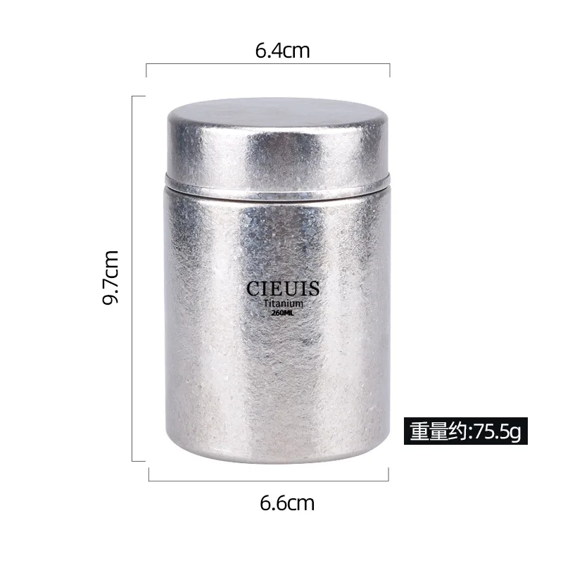 260ML Titanium Storage Canister Can Tea Coffee Beans Sealed Jar Camp Supplies Picnic Travel Tableware Teaware Utensils