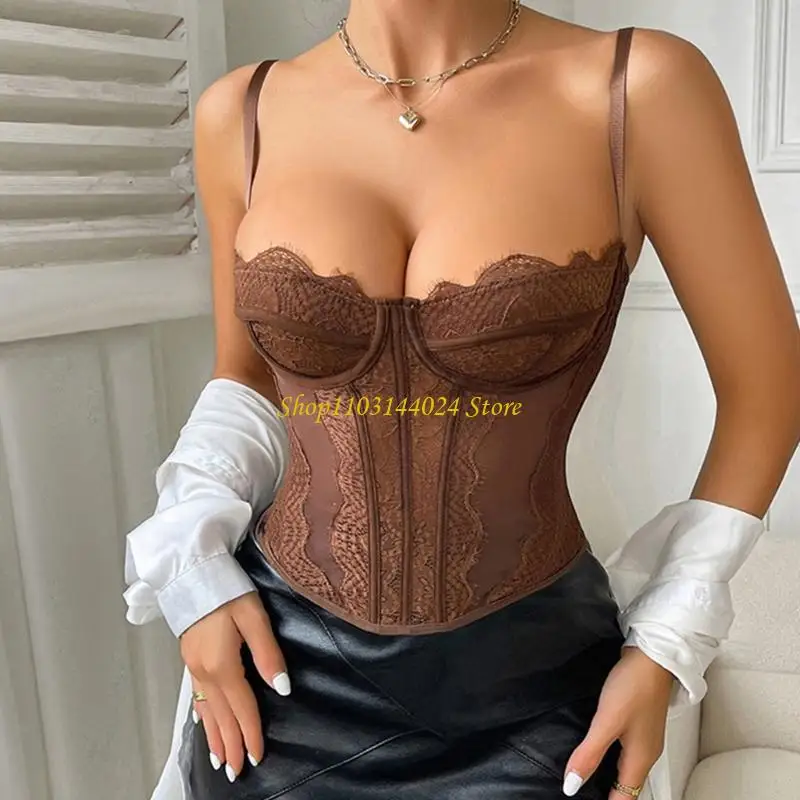 N5ke Độ đàn hồi cao Giảm giá cho phụ nữ Top hơn Top Lace Corset Top