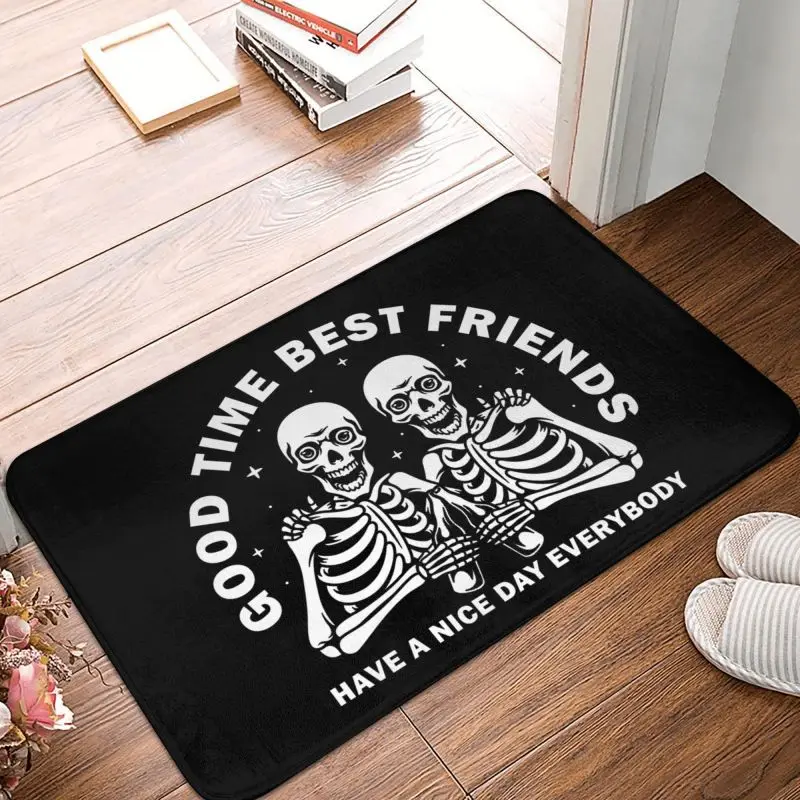 Custom Best SkeletonFriends Drunk Skull Beer Front Floor Door Entrance Mats Indoor Kitchen Bath Doormat Living Room Carpet Rug