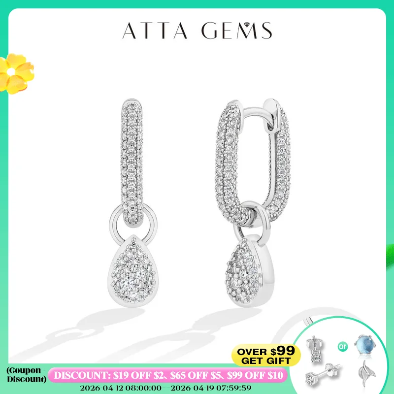 

ATTAGEMS 2026 New Full Synthetic Moissanite Earrings Exquisite Water Drop Pendant Hoop Earrings For Women Birthday Party Gifts
