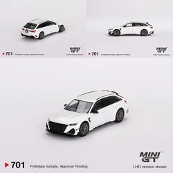 MINIGT 1/64 Audi ABT RS6-R Glacier White Metallic MGT00701-CH Car Alloy Vehicle Diecast Metal Model Kids Xmas Gift Toys for Boys