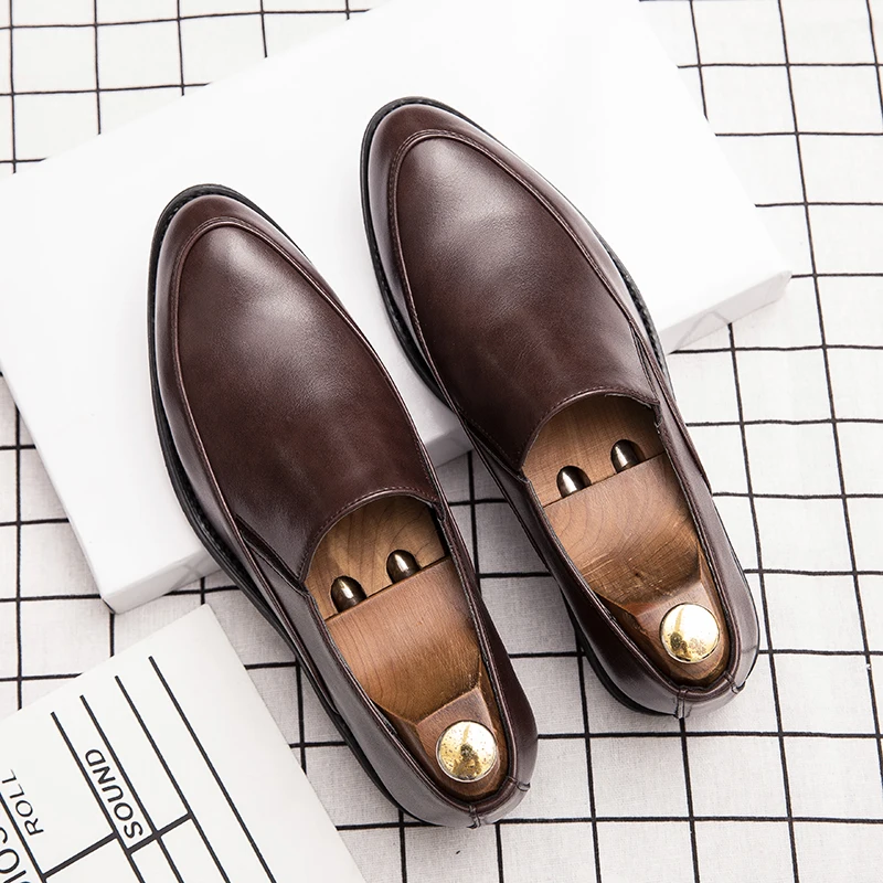 New Men's Leather Shoes Handmade High Quality Casual Oxford Business Work Shoes Comfortables lip-on Man Shoe 