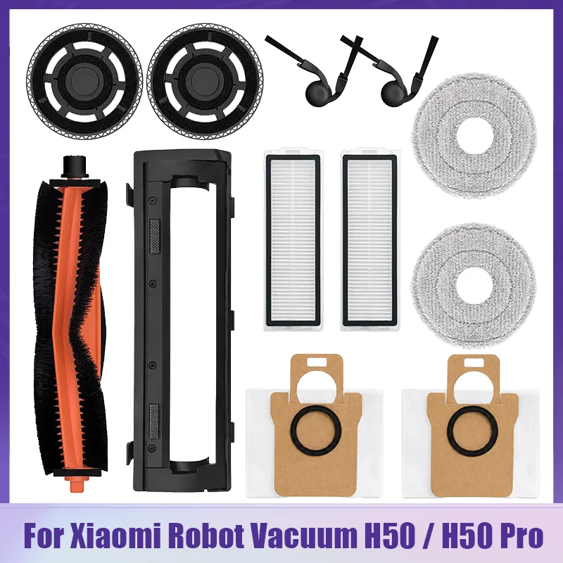 For Xiaomi H50 PRO / OV42GL, H50 Robot Vacuum Cleaner Accessories Main Side Brush Mop Cloth HEPA Filter Dust Bag Spare Parts