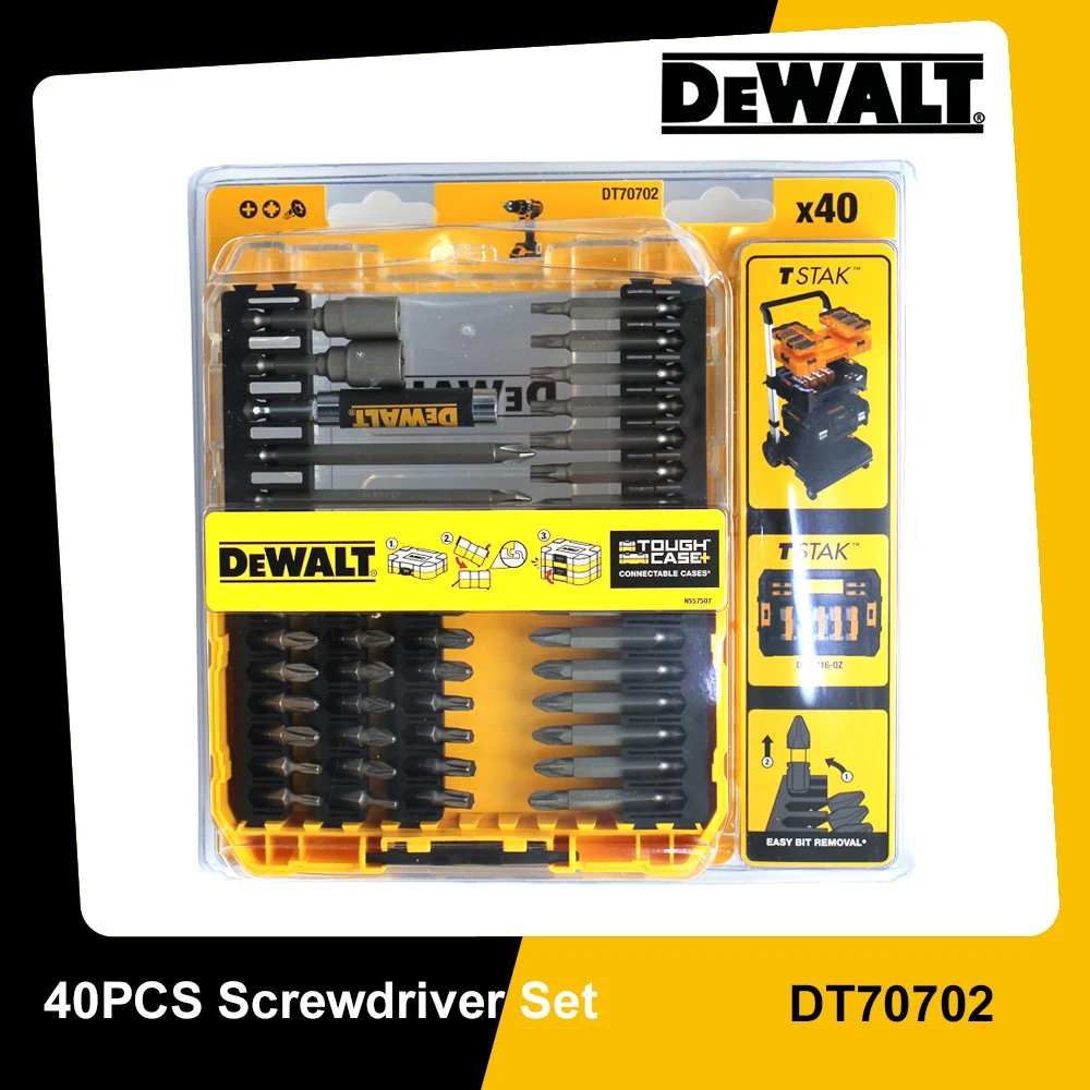 DEWALT DT70702 40 قطعة مجموعة لقمة مثقاب 1/4 "عرافة عرقوب لمفك البراغي اللاسلكي صالح TStak العلبة مع ملحقات حافظة صعبة