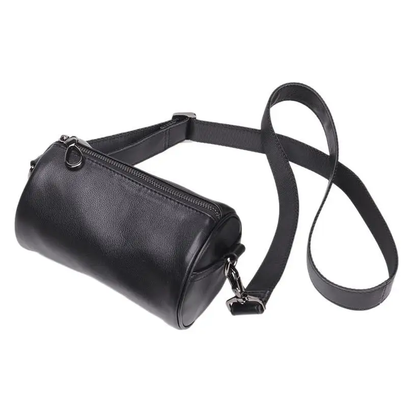 Mini Bucket Crossbody Bag Unisex Top-Grain Cowhide Pillow Bag with Leather Strap