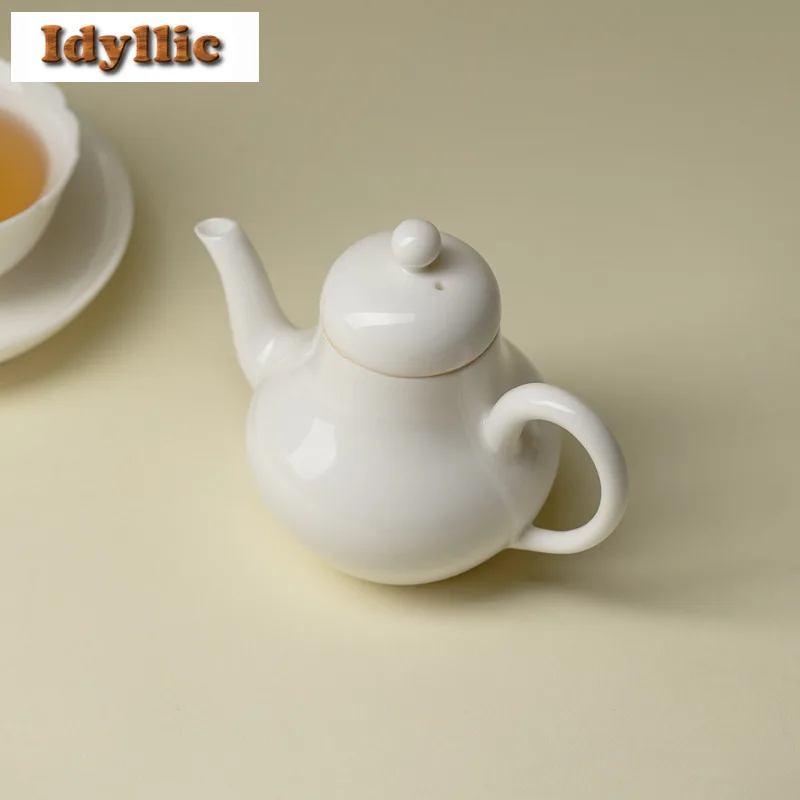 

135ml Sweet White Glaze Porcelain Zuiyin Teapot Japanese Tea Infuser Pot Tea Soaking Kettle with Ball Hole Chinese Tea Set Craft