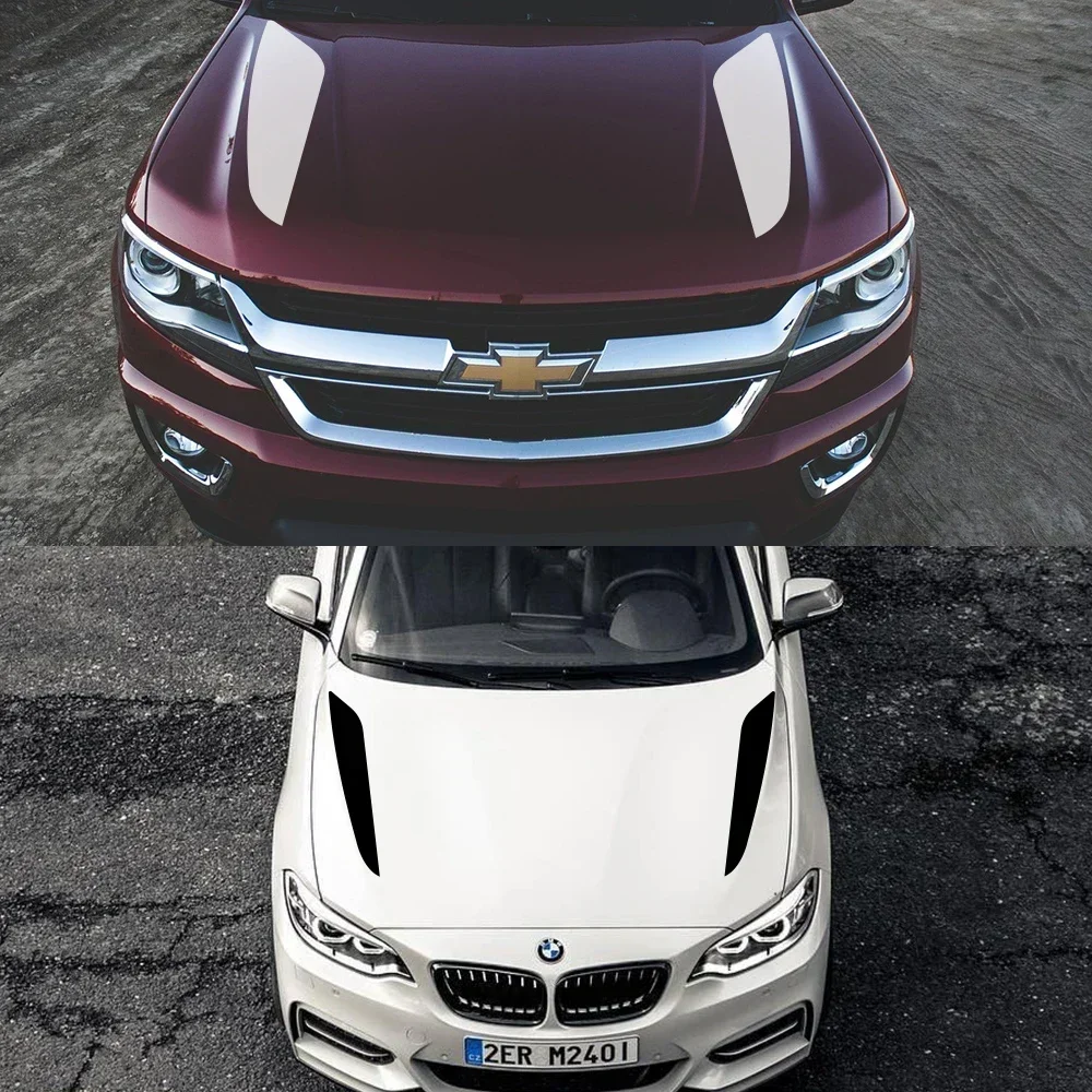 

2pcs New Auto Hood Cover Stickers for Car Stripe Diy Decals Vinyl Film for Audi BMW E46 Ford Focus 2 3 Volkswagen Toyota Sticker