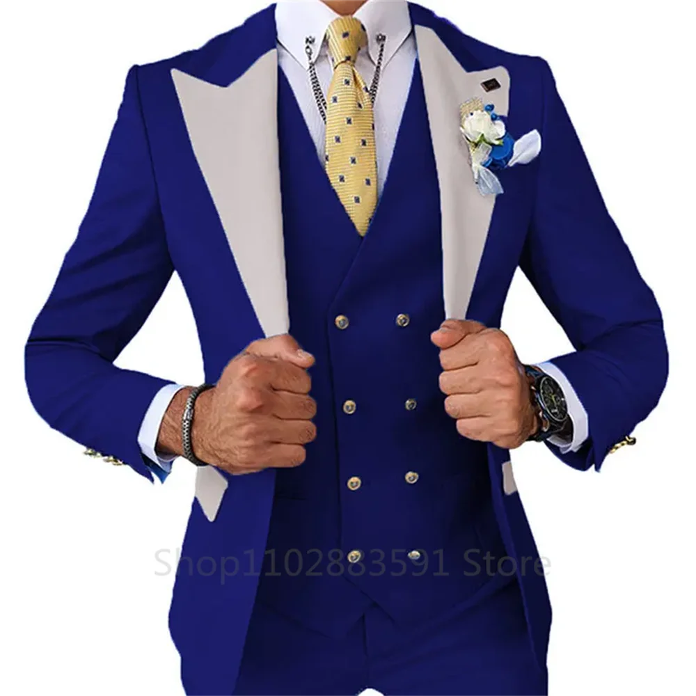 Burgundy Men Suit Business Formal Slim 3 Piece Fit Wedding Casual Bridesman Classic Style Wedding Banquet Jacket Vest With Pants