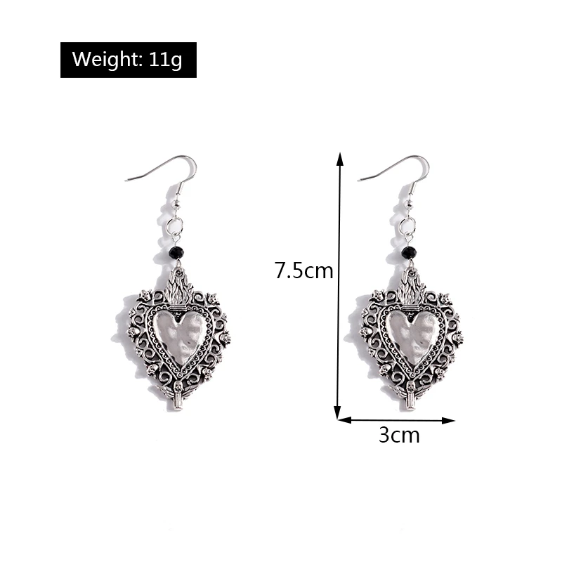 Ethnische Legierungs-Ohrringe mit Herzanhänger für Damen und Mädchen, Party- und Festival-Schmuck, Geschenke – Detail 12
