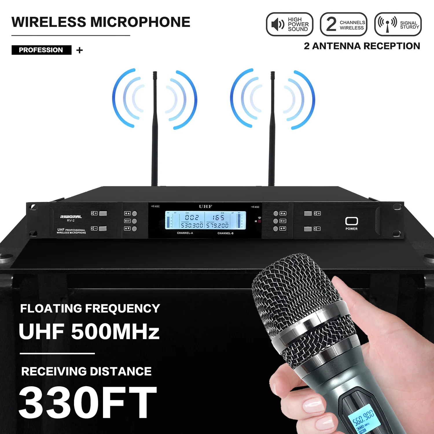 2026 RV-2 ميكروفون كاريوكي لاسلكي FM احترافي لأداء الحفلات والغناء #6
