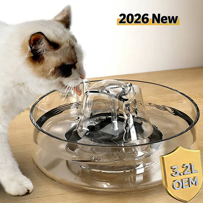 

3.2L Transparent Automatic Cat Water Fountain 360 Degree Faucet Pet Water Dispenser Pet Water Fountain