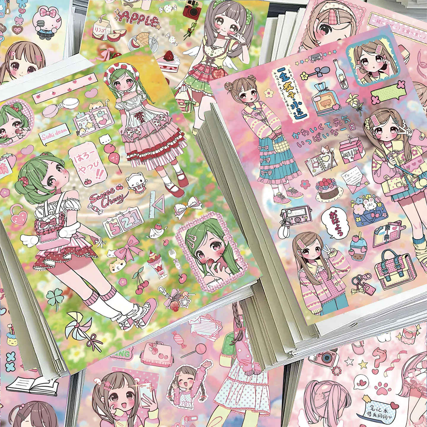 8Pcs Girl Pattern Waterproof Decor Stickers DIY Decals