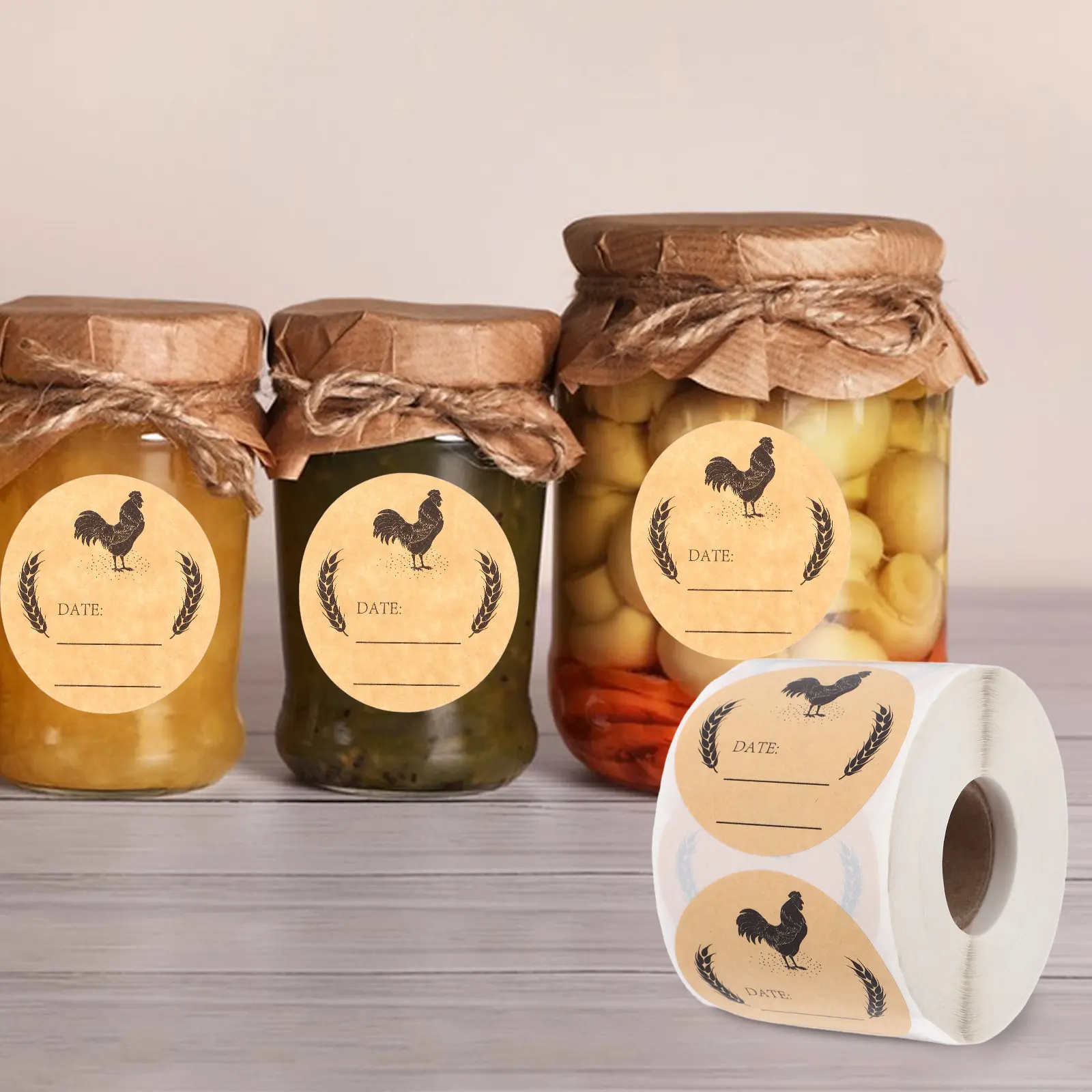 Kitchen Cabinet Storage Halloween Christmas Canning Labels Round Can Label Brown Kraft Paper Blank Labels Easy Peel Stickers