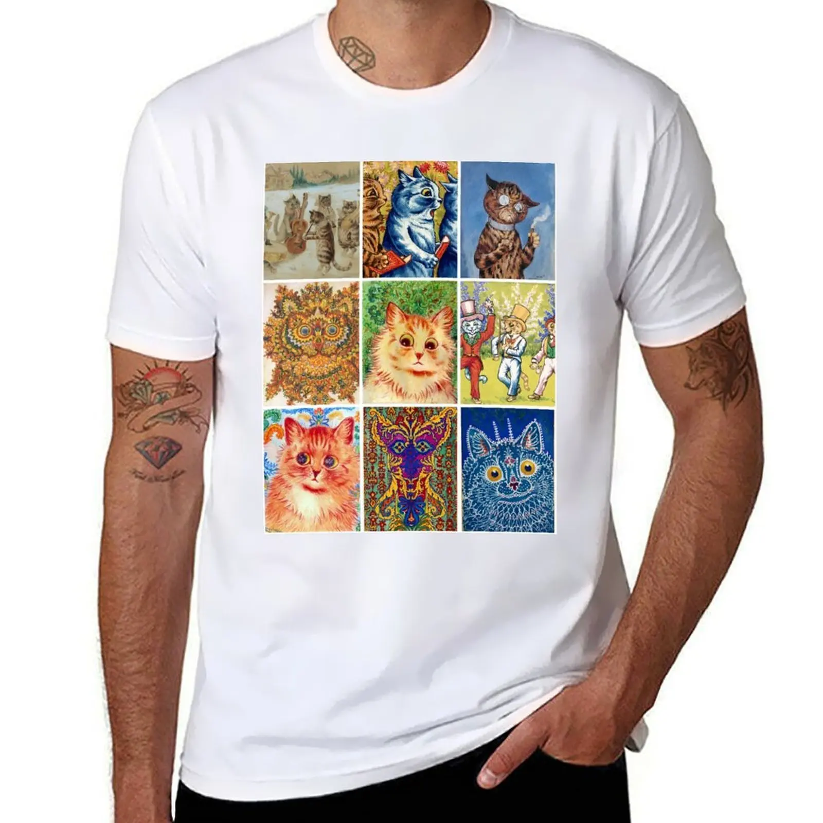 

HD LOUIS WAIN - Cats T-Shirt cotton t shirts man 100% t shirts for man pack cotton T-Shirt