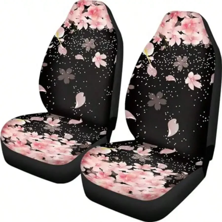 Cherry Blossom Print Car Seat Covers Breathable High Back Universal Fit For Sedan SUV Truck Van