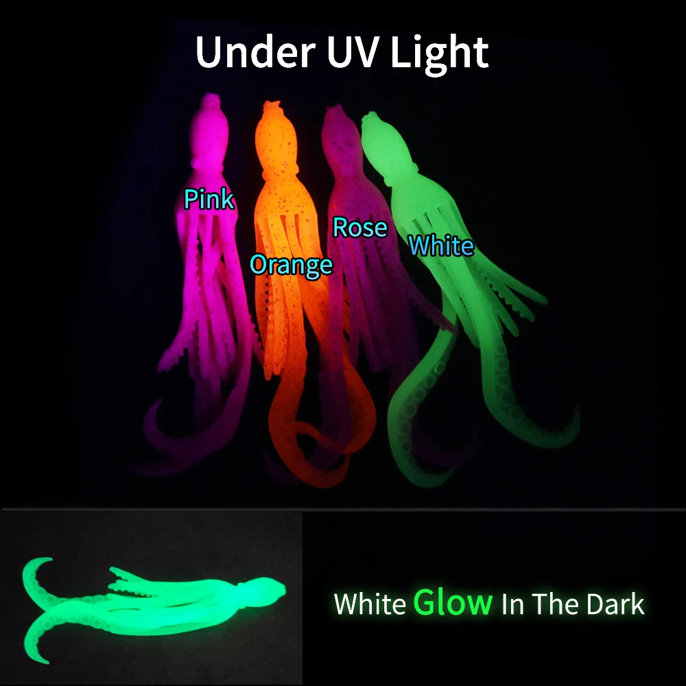 ELLLV 5pcs 10cm/4g Octopus Squid Bait Fluo Saltwater Snapper Fishing Soft Lure TPR Material Kabura Pesca Wobbler Fishing Tackle