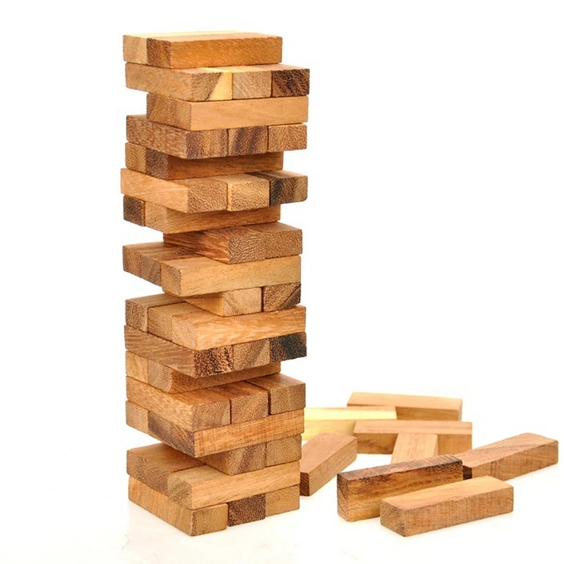 Wood Tumbling Tower Game - Perfect For Party Games, Outdoor Games For Adults And Family, Classic Stacking Block Games Durable