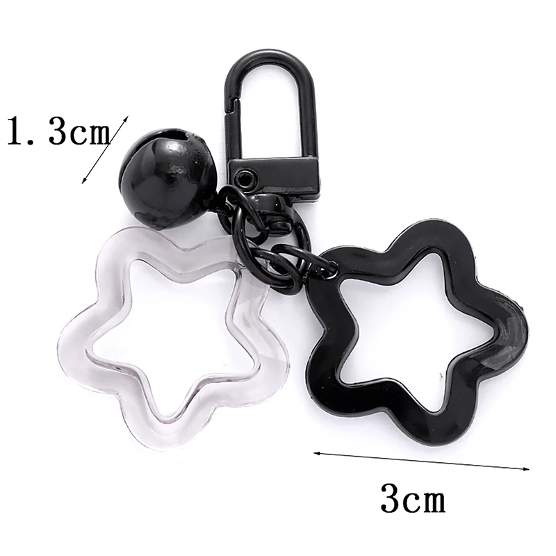 Five-pointed Star Bell Pendant Keychain Elegant Candy Color Bag Keyring Jewelry For Women Girl Car Hanging Trinket Key Holder