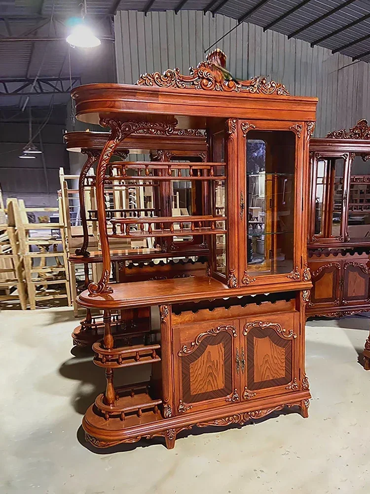 American-Style Solid Wood Living Room Hallway European-Style Double-Sided Hallway Isolated Segment Hallway Screen Curio Cabinet