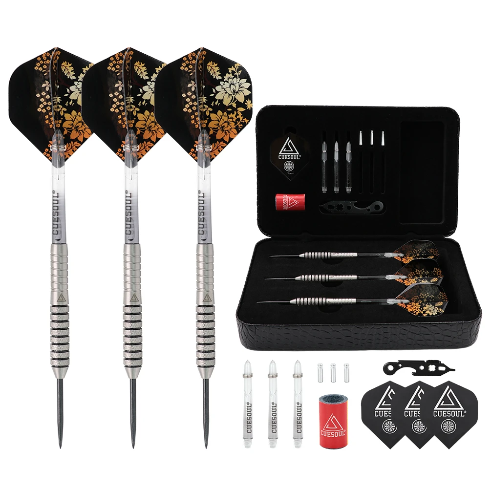 

CUESOUL 90% Tungsten Steel Tip Dart Set 21g Dart Barrel Weight Professional Steel Tip Darts 3 pieces