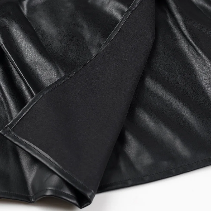 JNLEAOG Autunno Nuovo Faionable Casual Semplice Pelle PU Dr Street Sle Lungo Sve Fibra di poliestere di media lunghezza Dr