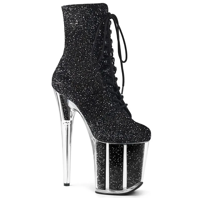 New 20CM/8inches Glitter Upper Fashion trend Open toe electroplate Platform High Heels Pole Dance boot
