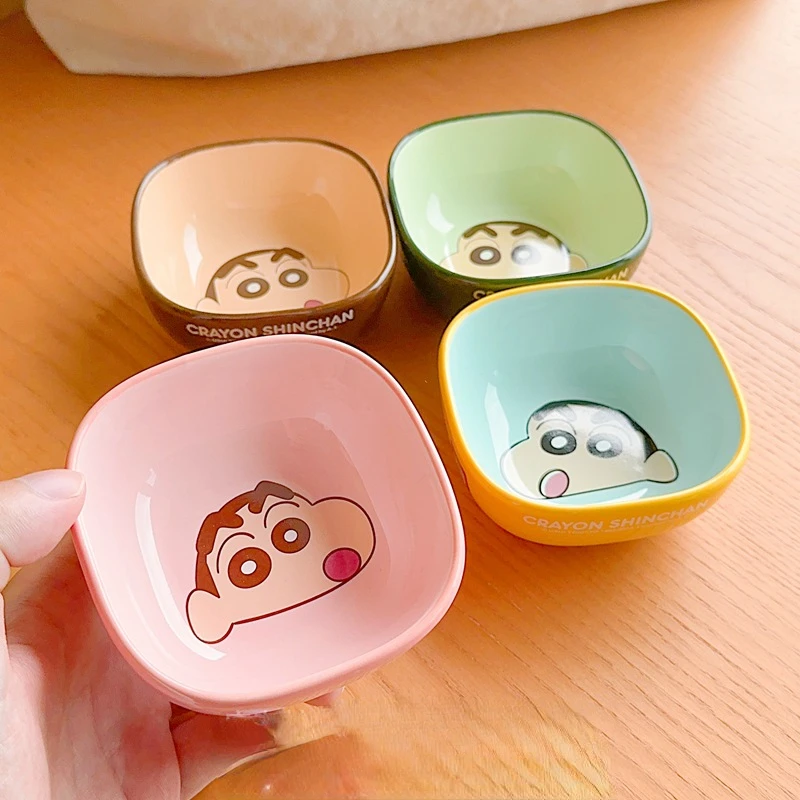 Anime Crayon Shin-chan Small Bowl Snack Dish Household Ceramic Dipping Saucer Children's Sauce Cartoon Flavor Dish Tableware