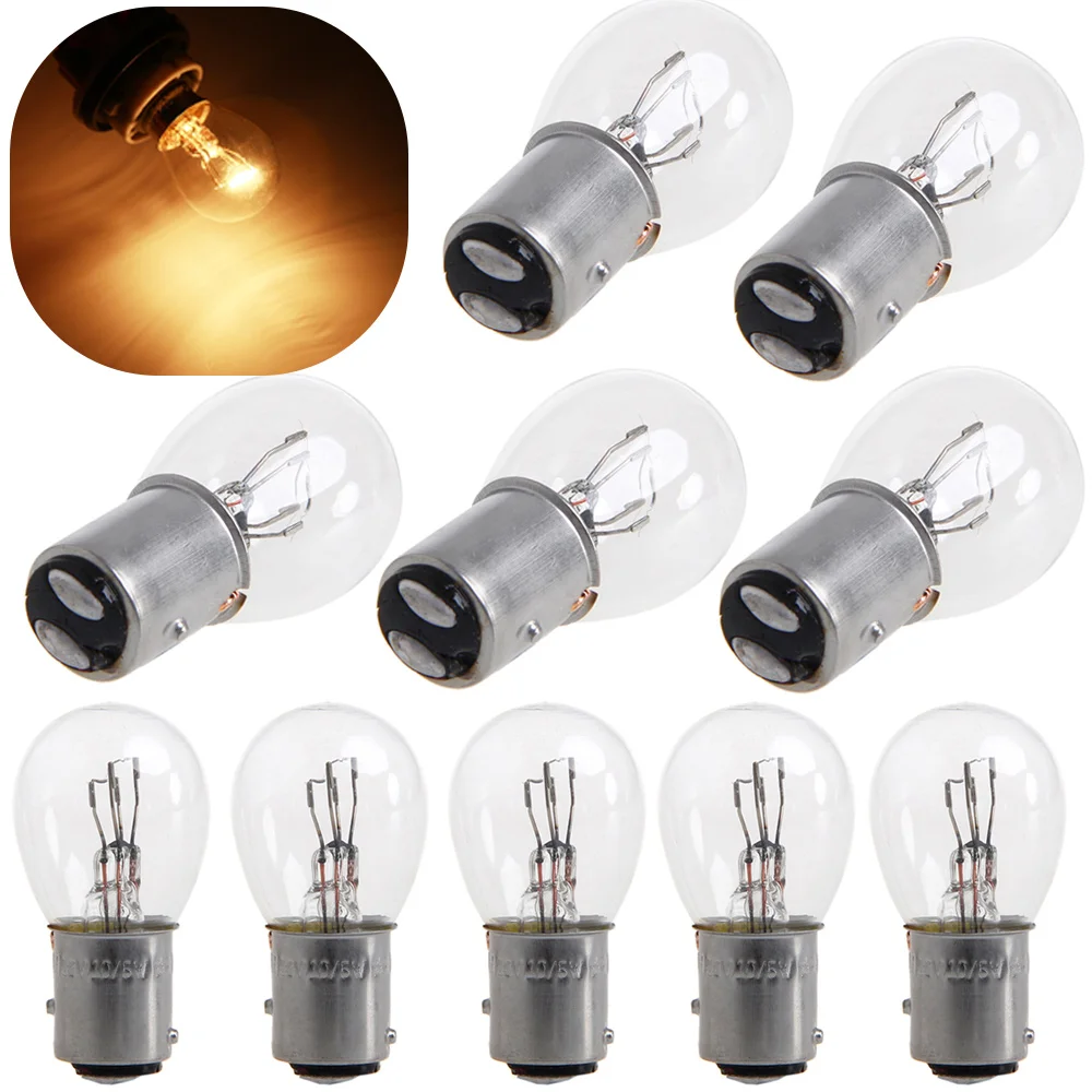 

10 шт. галогенных ламп DC12V 380 BAY15D 1157 21/5W с двойной нитью накала, натуральный белый/теплый белый свет, для автомобильных ДХО и стоп-сигналов