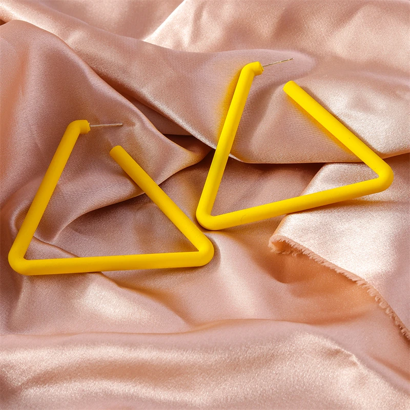 Fashion Personality Hollow Triangle Hoop Earrings for Women Girls Festival Holiday Jewelry Gifts