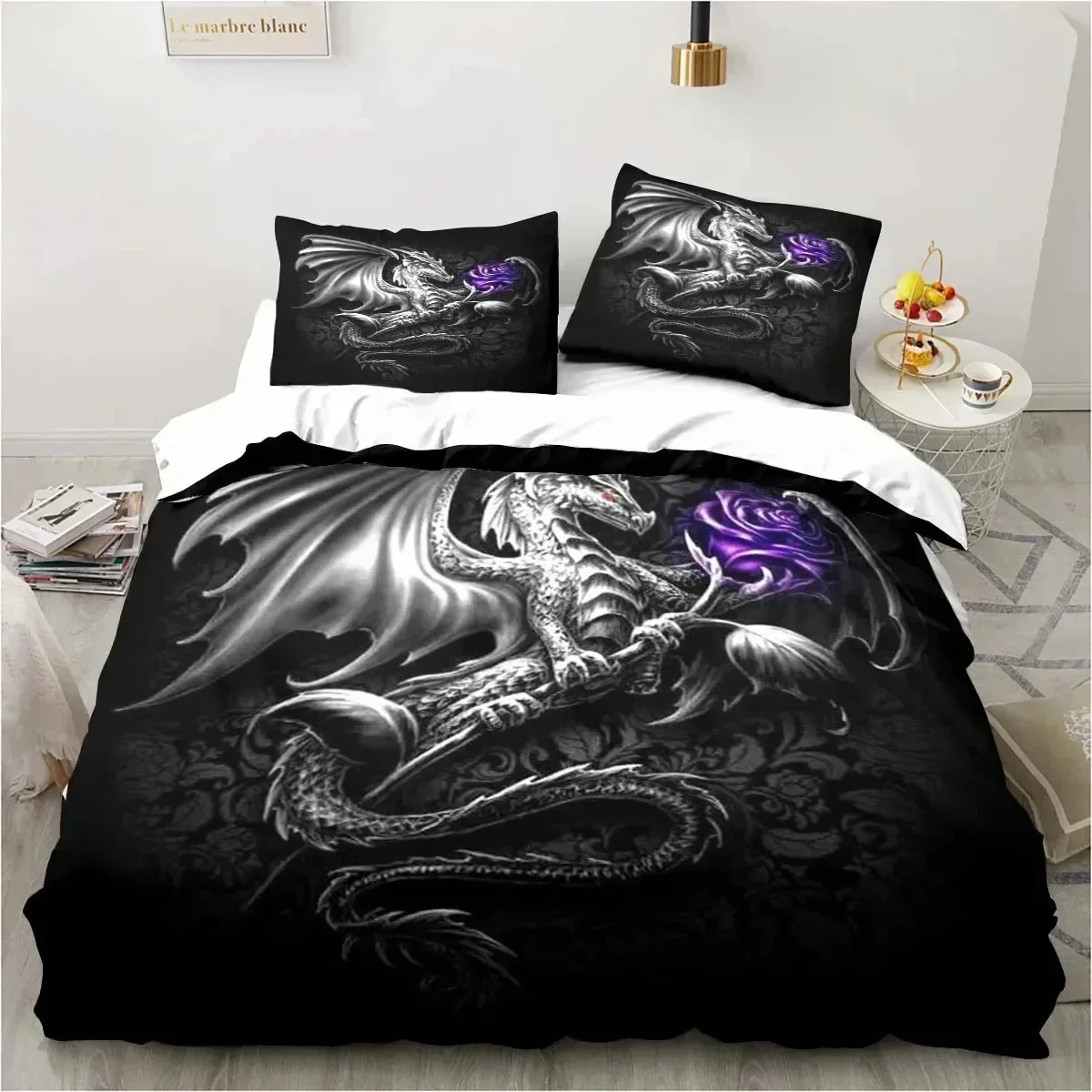 Top Magic World Dragon Bedding Set Boys Girls Twin Queen Size Duvet Cover Pillowcase Bed Kids Adult Fashion Home Textileextile