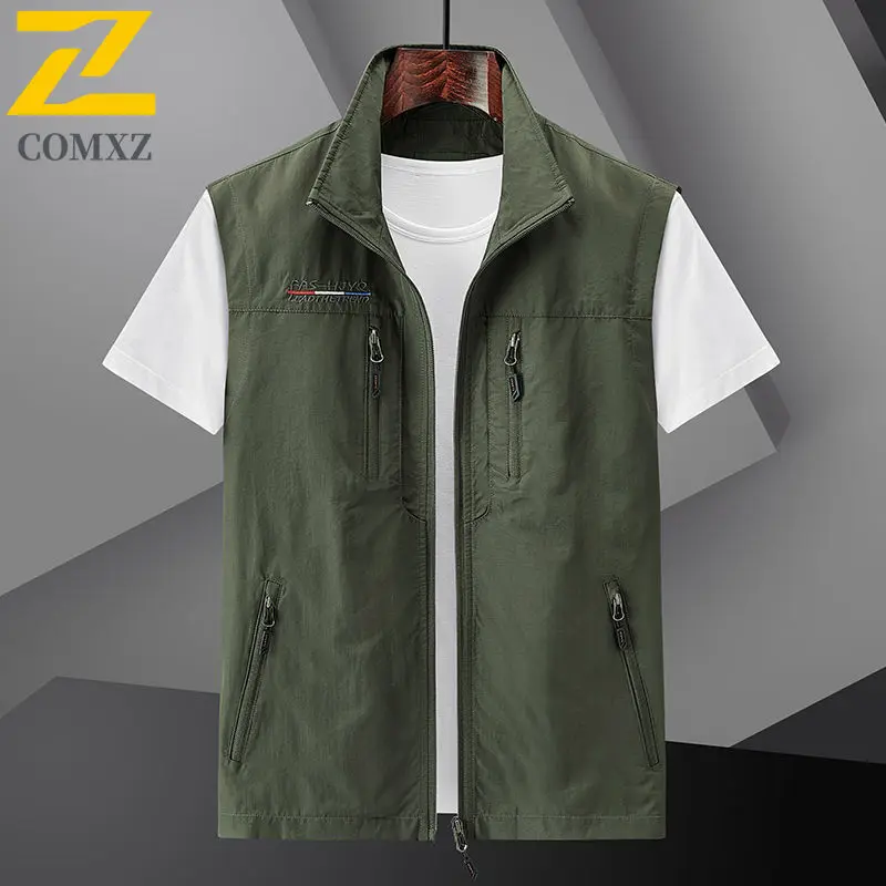 Gilet estivo da uomo 2024 stile sottile multi tasca impermeabile durevole di grandi dimensioni casual gilet da viaggio all'aperto giacca senza maniche da uomo