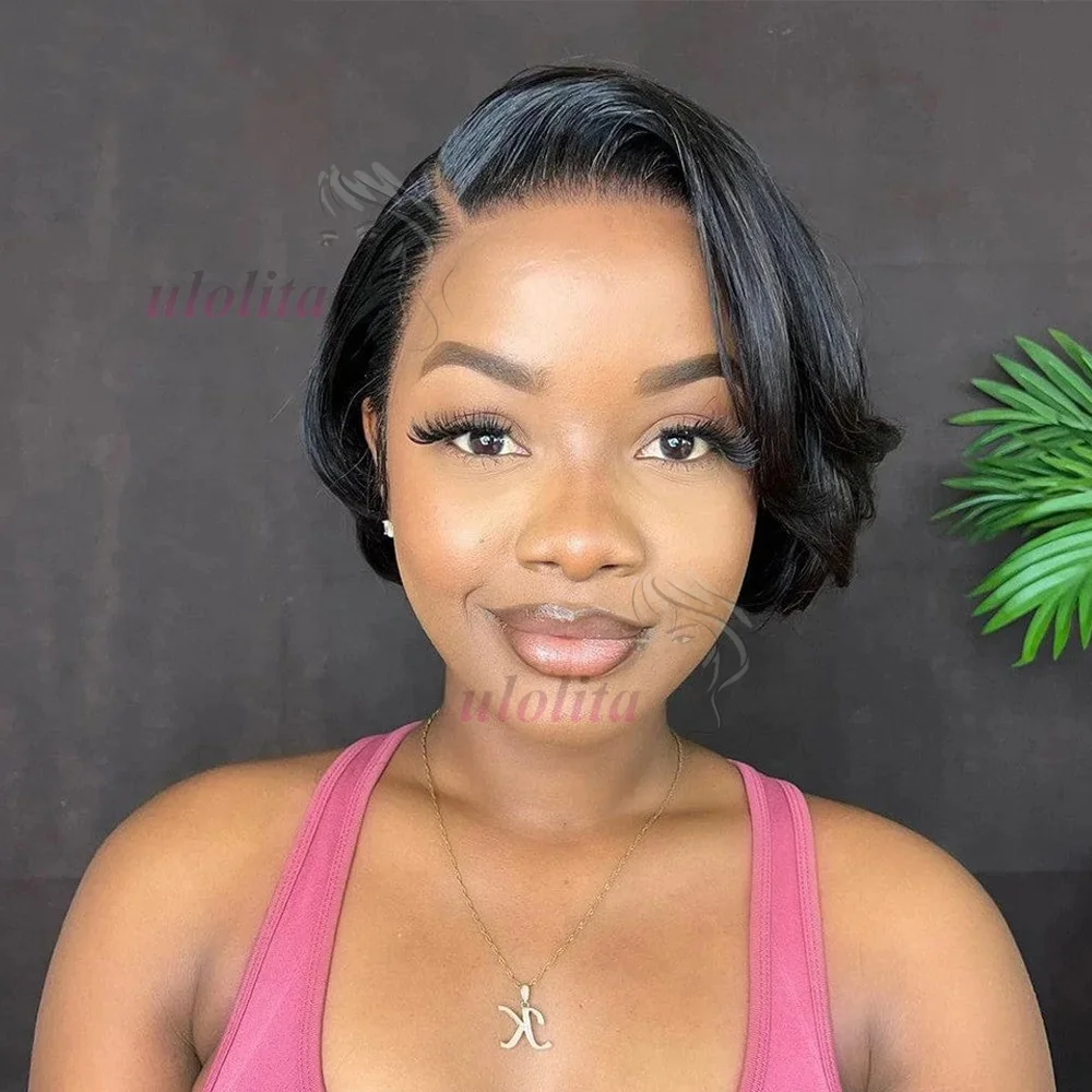 Gerader Pixie-Schnitt 13x4 Transparente Lace-Front-Perücken für Frauen Kurze Bob-Perücke Brasilianische Gerade HD Lace-Frontal Echthaar-Perücke – Detail 7