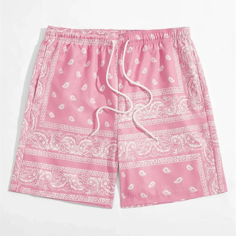 Klasyczne spodenki plażowe Perris Pattern dla mężczyzn Retro Print Drawstring Board Shorts Sea Vacation Casual Fashion Hawaii Swim Trunks