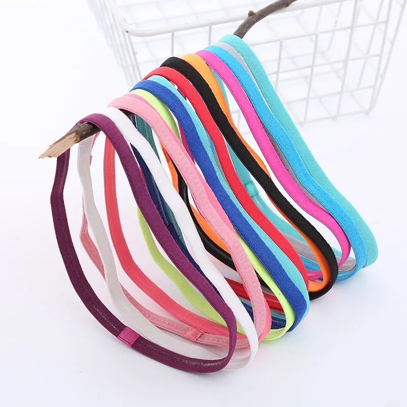 Candy Color Anti-slip Strip Thin Headband For Sports Women Yoga Sweat Band Gym Fitness Running Cycling Tennis Hair Bands Turban