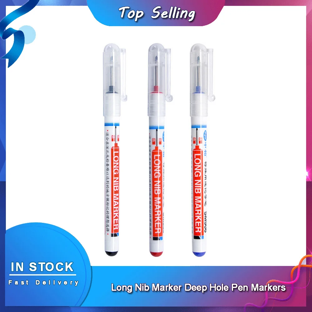 Long Nib Marker Deep Hole Pen Markers for Bathroom Woodworking Furniture Bookshelf or Lamp Holder Waterproof Ink QuickDrying