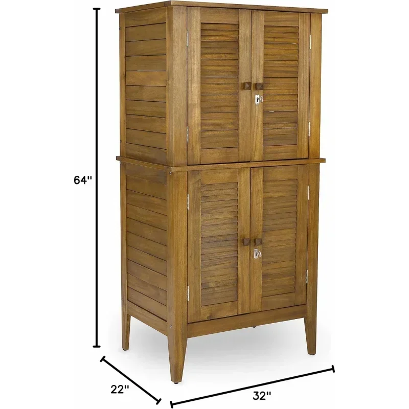 QWHomestyles Maho للتخزين الخارجي، خزانة كبيرة، بني